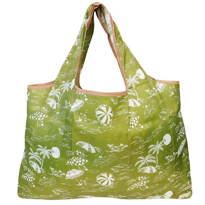 allydrew Large Foldable Tote Nylon Reusable Grocery Bag, 3 Pack, Destination Places - Image 2